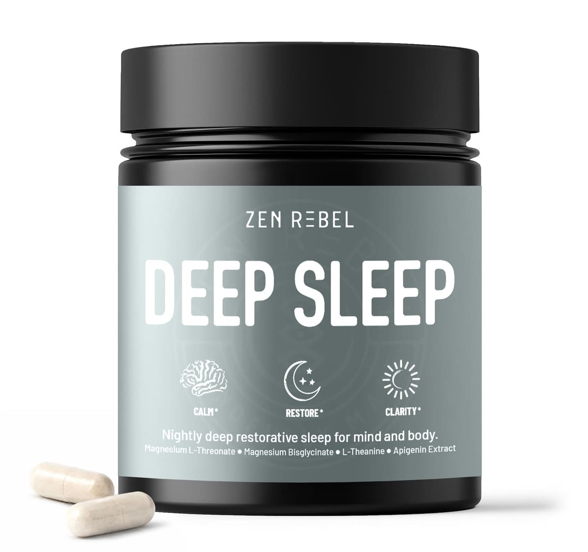 Deep Sleep by Zen Rebel, matte black jar